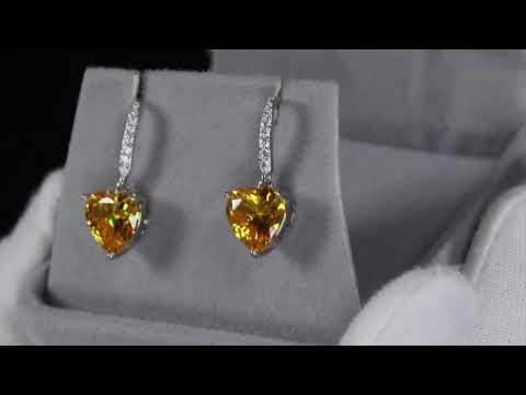 Yellow Diamond Heart Earrings