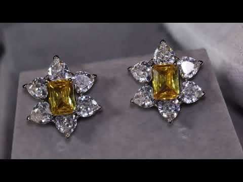 womens yellow diamond ear studs