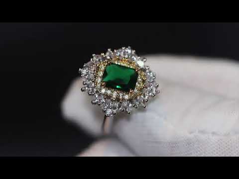 Emerald green diamond ring