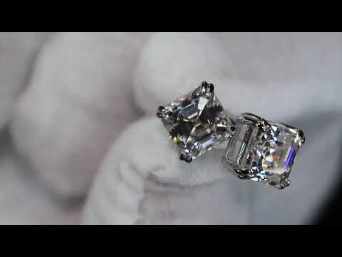 Load and play video in Gallery viewer, Moissanite Asscher Cut Diamond Ear Studs
