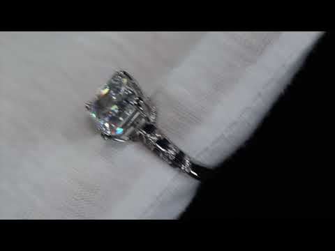 Load and play video in Gallery viewer, Sapphire Blue Diamond Ring | Crushed Diamond Engagement Ring
