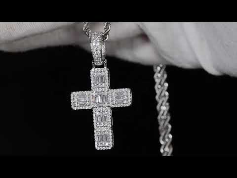 iced out Cross Pendant and Necklace