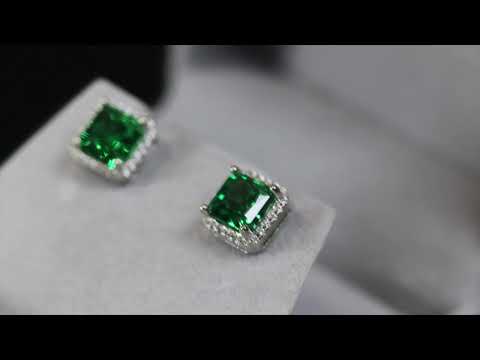 Green Diamond Ear Studs