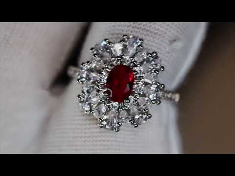 Womens Red Oval Diamond Ring