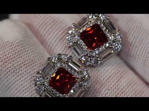 Load and play video in Gallery viewer, big red diamond ear studs
