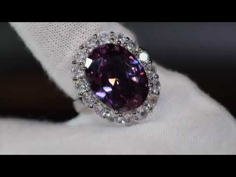 Purple oval diamond ring