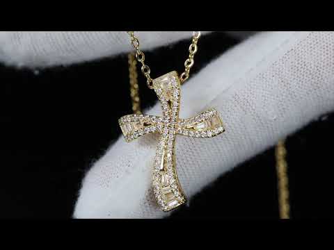 Small Gold Diamond Cross Pendant