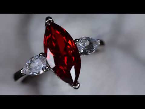 Womens Red Marquise Cut Diamond Ring