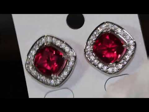 Load and play video in Gallery viewer, big Red diamond ear studs
