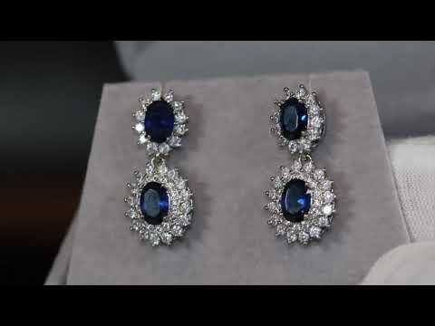 Load and play video in Gallery viewer, Sapphire blue diamond earrings
