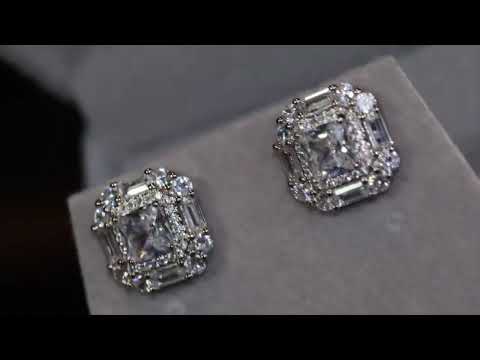 Load and play video in Gallery viewer, baguette diamond ear studs
