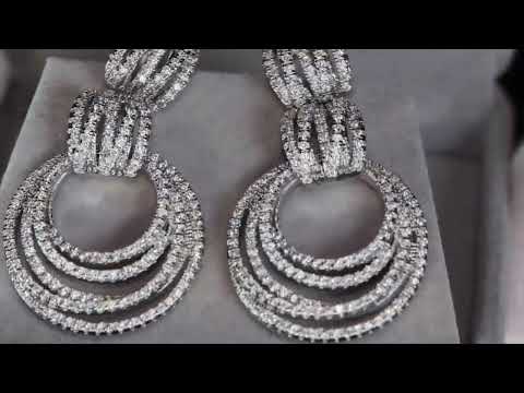 Womens Silver Diamond Earrings