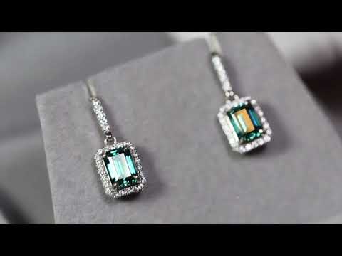 Load and play video in Gallery viewer, Green Moissanite Diamond Earrings
