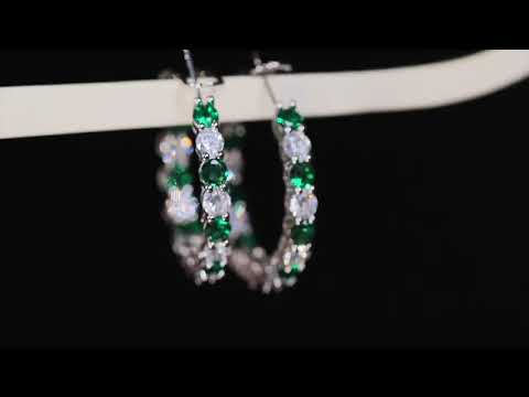 Big Green Diamond Hoop Earrings