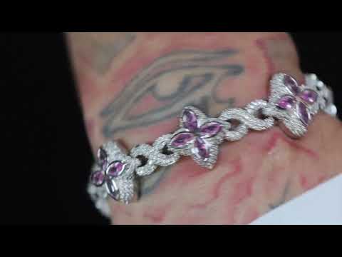 Silver Bracelet with Purple Diamonds