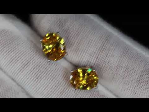 Yellow Diamond Ear Studs 