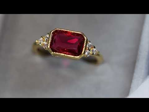 Gold Red Diamond Ring