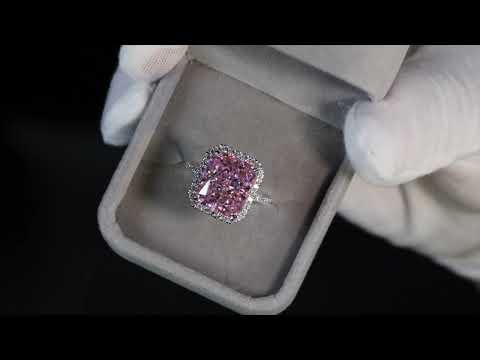 Load and play video in Gallery viewer, Pink Radiant Cut Diamond Engagement Ring
