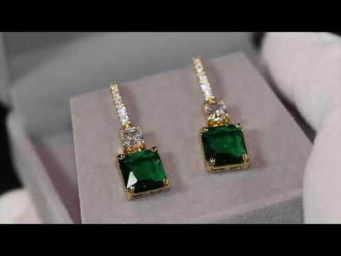 Womens Diamond Green Earrings