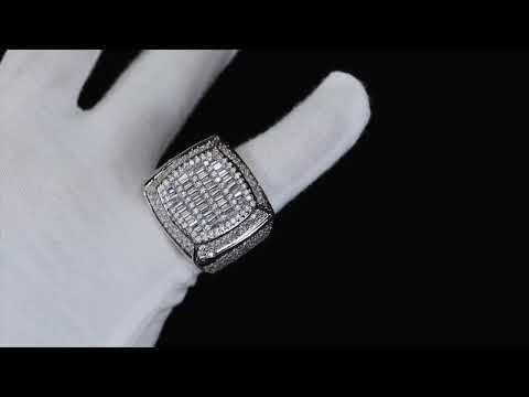 Load and play video in Gallery viewer, Mens Silver Baguette Ring
