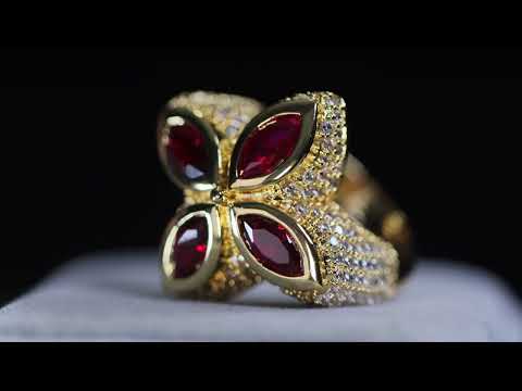 Load and play video in Gallery viewer, Men&amp;#39;s Gold Red Diamond Ring
