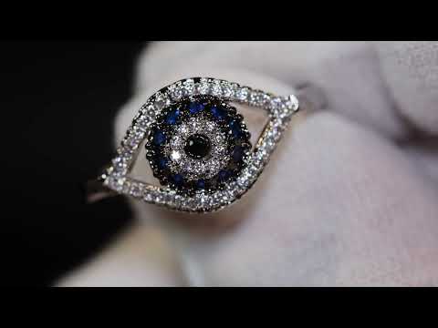 Evil eye diamond ring