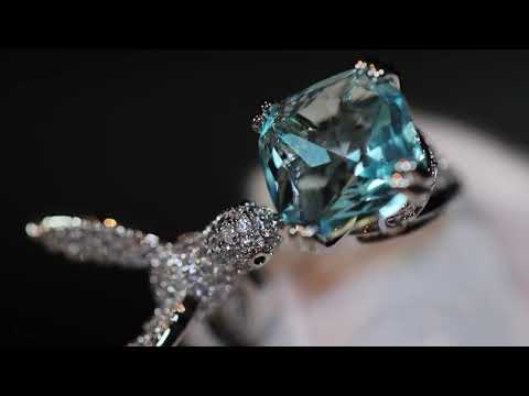 Load and play video in Gallery viewer, blue diamond bird ring
