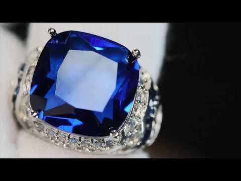 Load and play video in Gallery viewer, Mens Big Blue Diamond Ring
