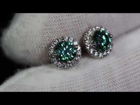 GREEN MOISSANITE DIAMOND EAR STUDS