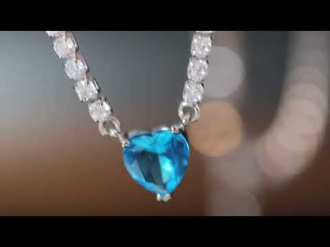 Load and play video in Gallery viewer, Womens blue diamond pendant
