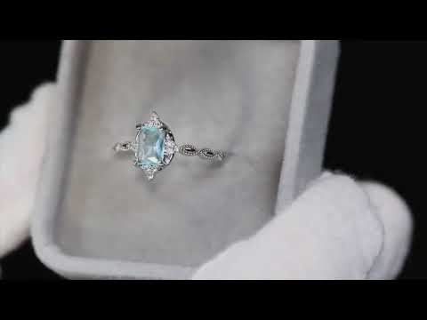 Silver Blue Diamond Engagement Ring