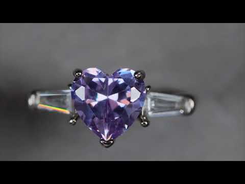 Purple Diamond Heart Ring