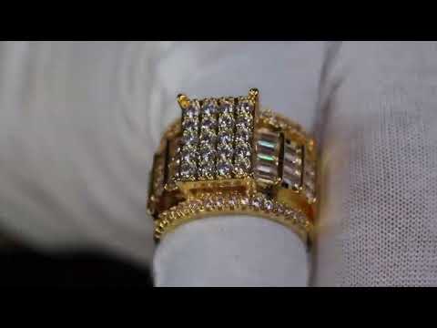 Load and play video in Gallery viewer, mens Gold Baguette Ring
