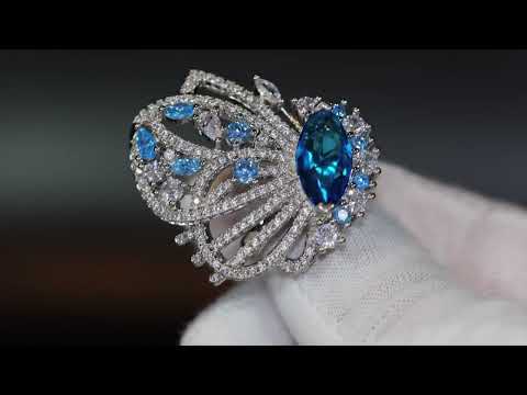 Blue diamond butterfly ring