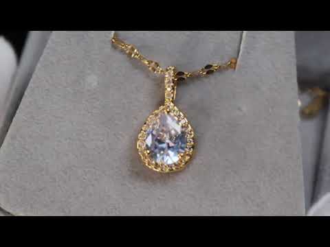 Load and play video in Gallery viewer, Gold Pear Cut Diamond Pendant
