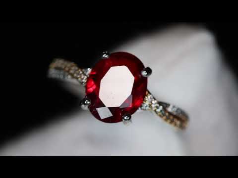 Womens Red Oval Diamond Ring