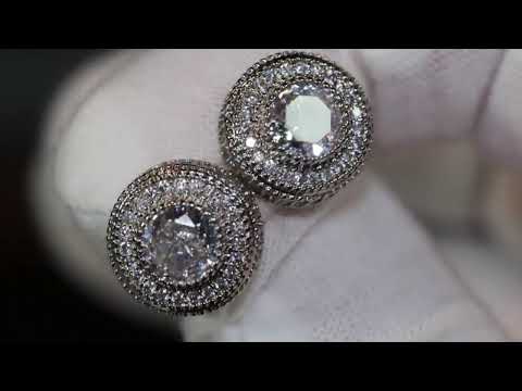 Load and play video in Gallery viewer, Silver Iced Out Ear Studs
