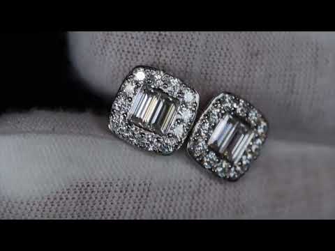 Moissanite Baguette Diamond Ear Studs