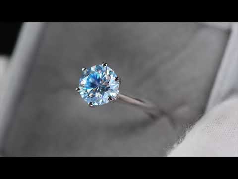 Blue Moissanite Diamond Ring