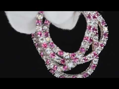 Pink Moissanite Diamond Tennis Necklace