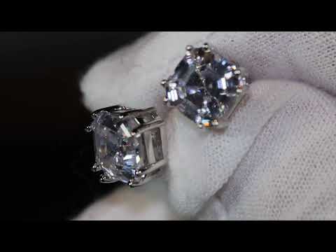 Load and play video in Gallery viewer, asscher diamond ear studs
