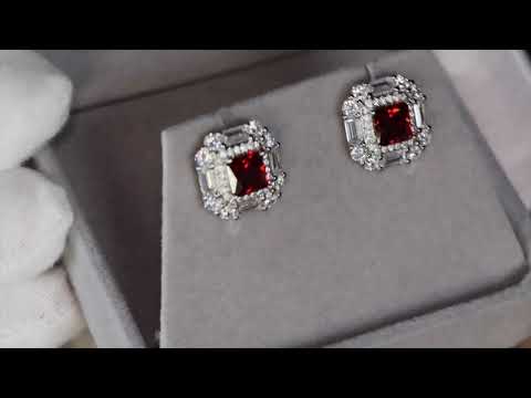 Load and play video in Gallery viewer, Womens Red Diamond Ear Studs
