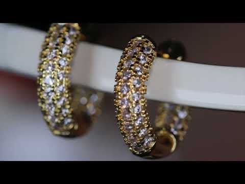 Load and play video in Gallery viewer, Gold Diamond Hoop Earrings
