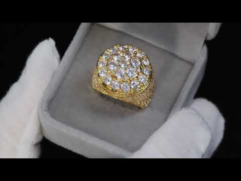 Load and play video in Gallery viewer, Mens Big Gold Diamond Ring
