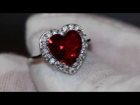 Load and play video in Gallery viewer, red diamond heart ring
