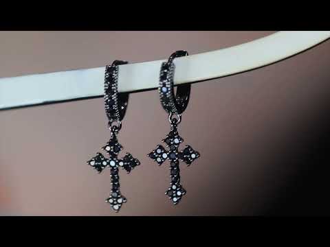 Black Diamond Cross Earrings