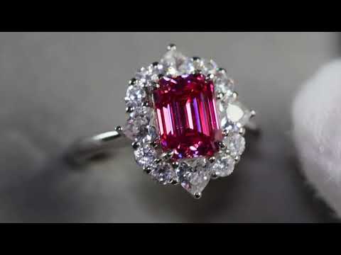 Pink Moissanite Diamond Ring