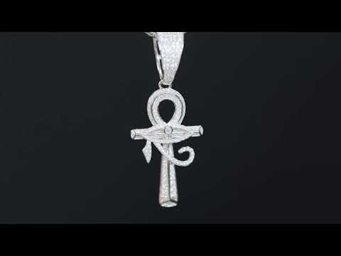 Load and play video in Gallery viewer, Moissanite Diamond Egyptian Cross Pendant
