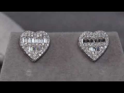 Moissanite Baguette Heart Ear Studs