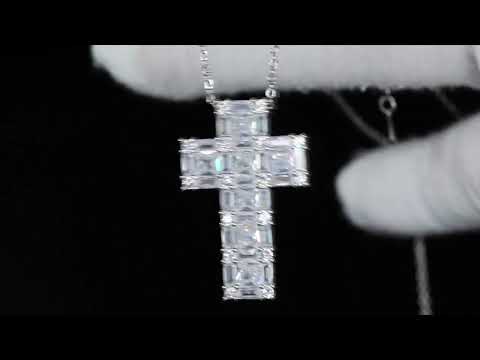 Load and play video in Gallery viewer, baguette cross pendant
